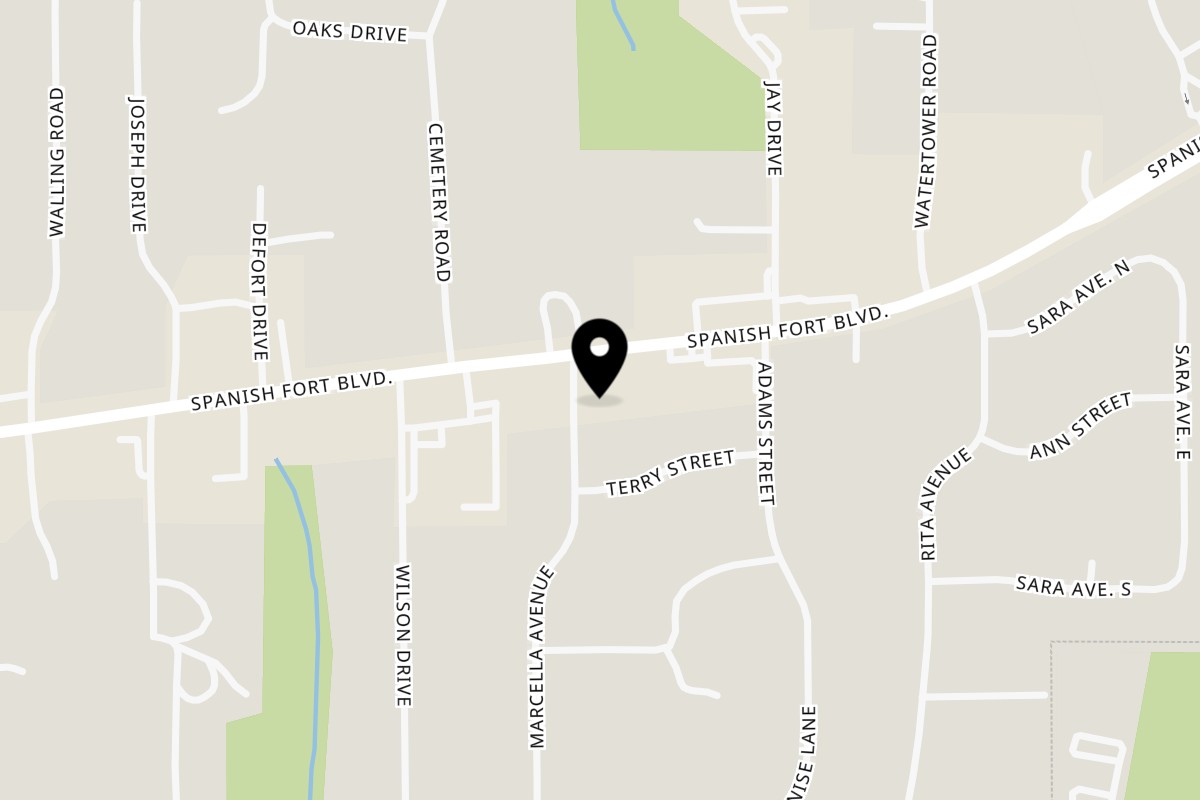 Map showing the location of Happy Sushi Spanish Fort on 101 Marcella Avenue in Spanish Fort