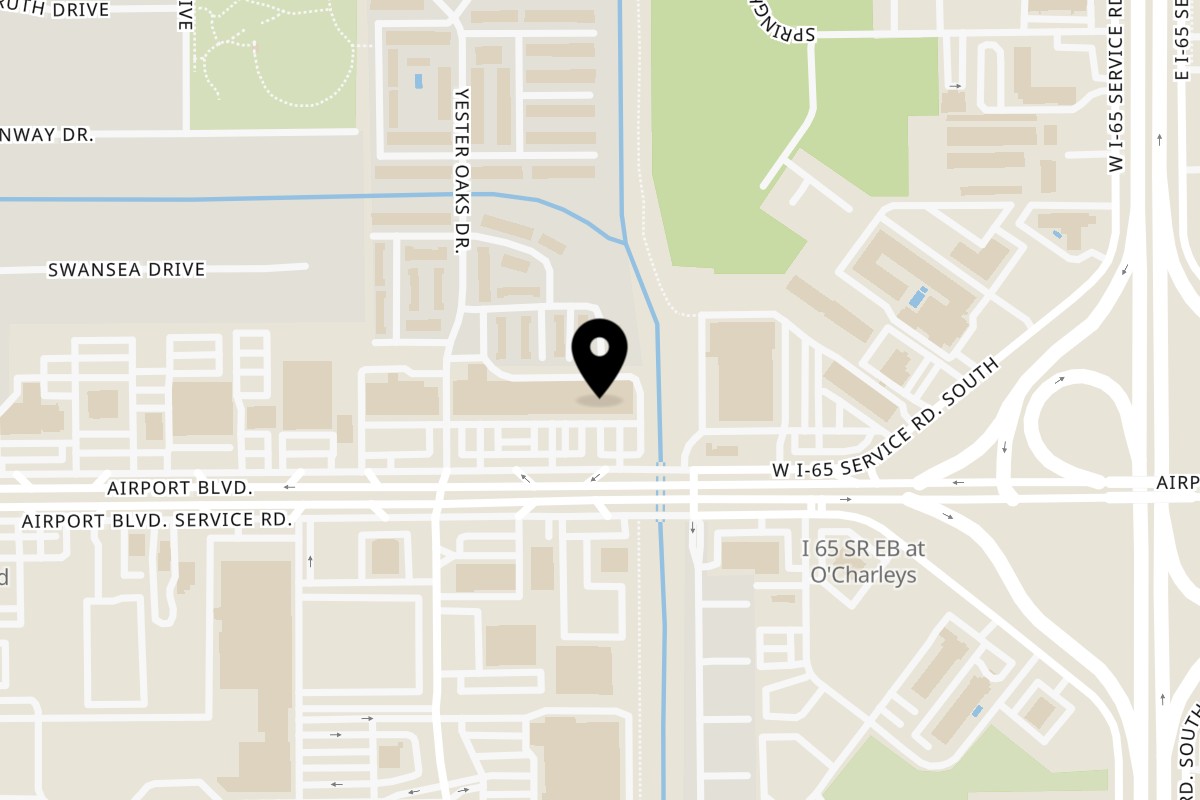 Map showing the location of Happy Sushi Yester Oaks on 3662 Airport Boulevard in Mobile